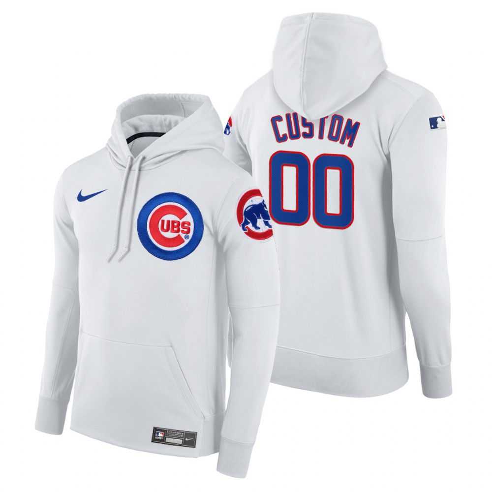 Men Chicago Cubs 00 Custom white home hoodie 2021 MLB Nike Jerseys